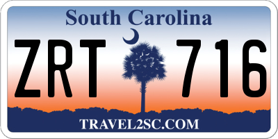 SC license plate ZRT716