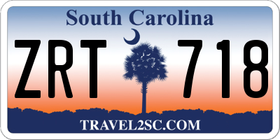 SC license plate ZRT718
