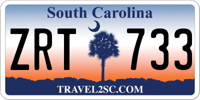 SC license plate ZRT733