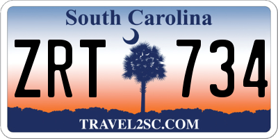 SC license plate ZRT734
