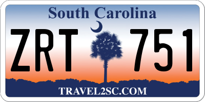 SC license plate ZRT751