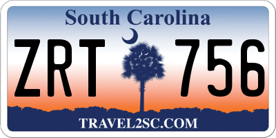 SC license plate ZRT756