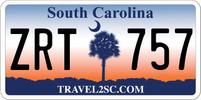 SC license plate ZRT757