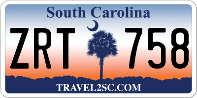 SC license plate ZRT758