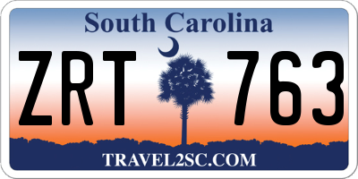 SC license plate ZRT763