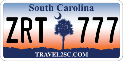 SC license plate ZRT777