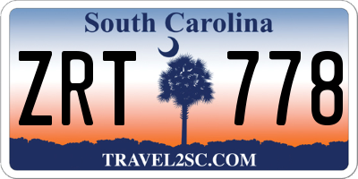 SC license plate ZRT778