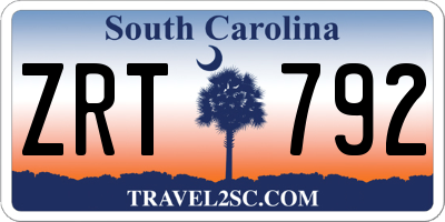 SC license plate ZRT792