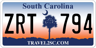 SC license plate ZRT794