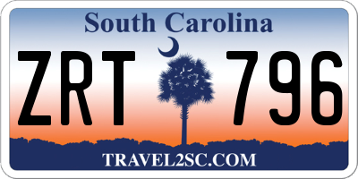 SC license plate ZRT796