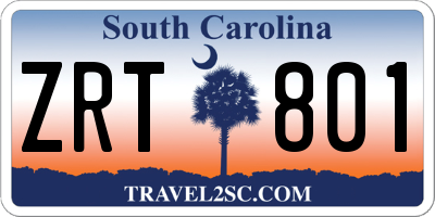 SC license plate ZRT801
