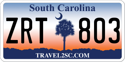 SC license plate ZRT803