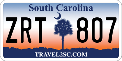 SC license plate ZRT807