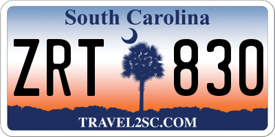 SC license plate ZRT830