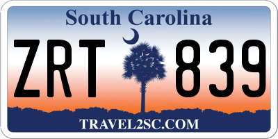 SC license plate ZRT839