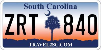 SC license plate ZRT840