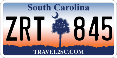 SC license plate ZRT845
