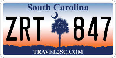SC license plate ZRT847
