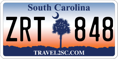 SC license plate ZRT848