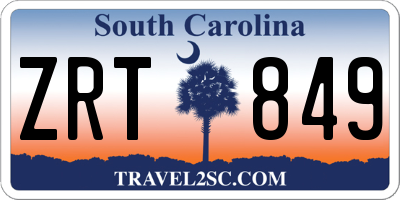 SC license plate ZRT849