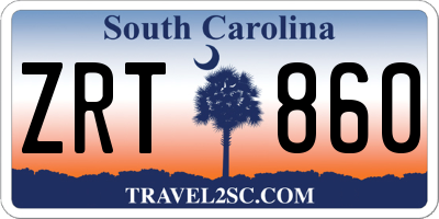 SC license plate ZRT860