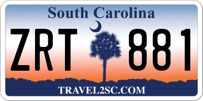 SC license plate ZRT881