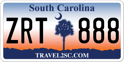 SC license plate ZRT888