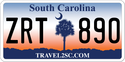 SC license plate ZRT890