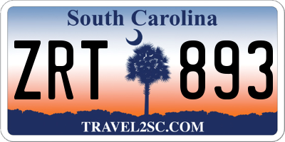 SC license plate ZRT893