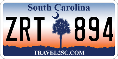 SC license plate ZRT894