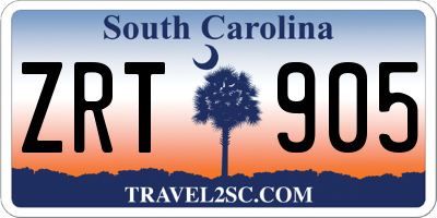 SC license plate ZRT905
