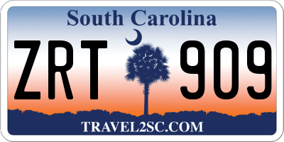 SC license plate ZRT909