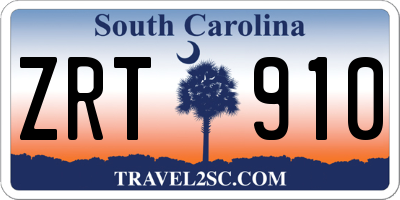 SC license plate ZRT910