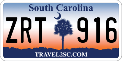 SC license plate ZRT916
