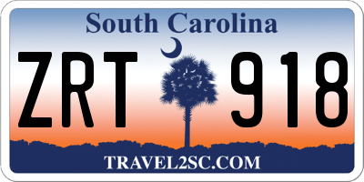 SC license plate ZRT918