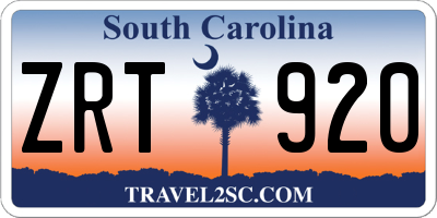 SC license plate ZRT920