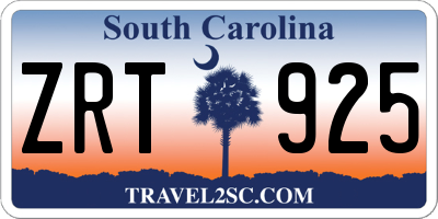 SC license plate ZRT925