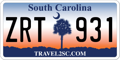 SC license plate ZRT931