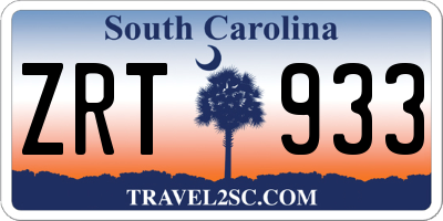 SC license plate ZRT933