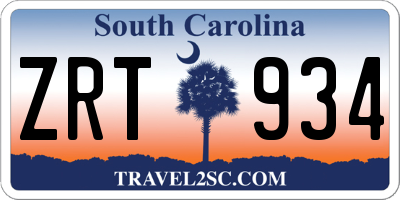 SC license plate ZRT934
