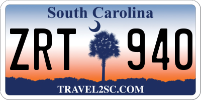 SC license plate ZRT940