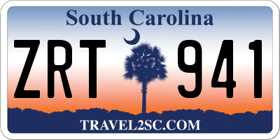 SC license plate ZRT941