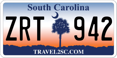 SC license plate ZRT942