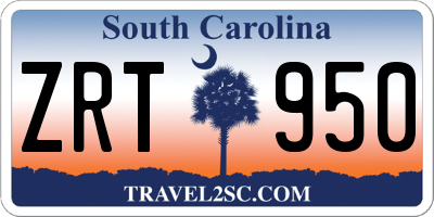 SC license plate ZRT950