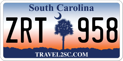 SC license plate ZRT958