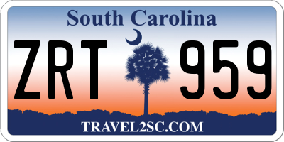 SC license plate ZRT959