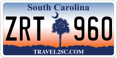 SC license plate ZRT960