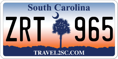 SC license plate ZRT965