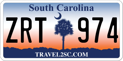 SC license plate ZRT974