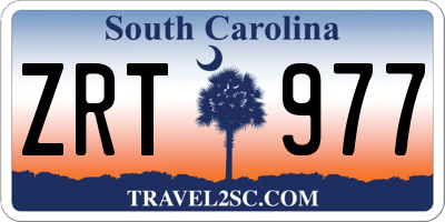 SC license plate ZRT977